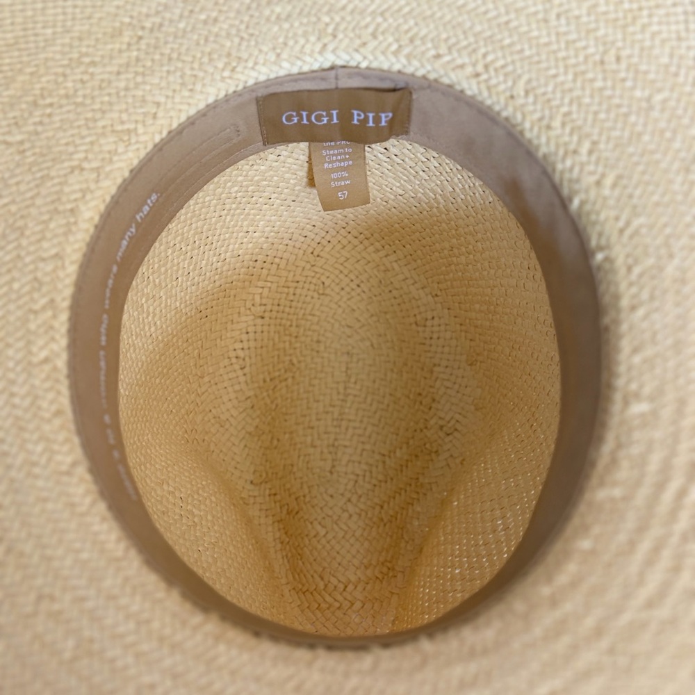 Gigi Pip Straw Natural Wide Brim Hat, Size M (57) - Picture 5 of 5